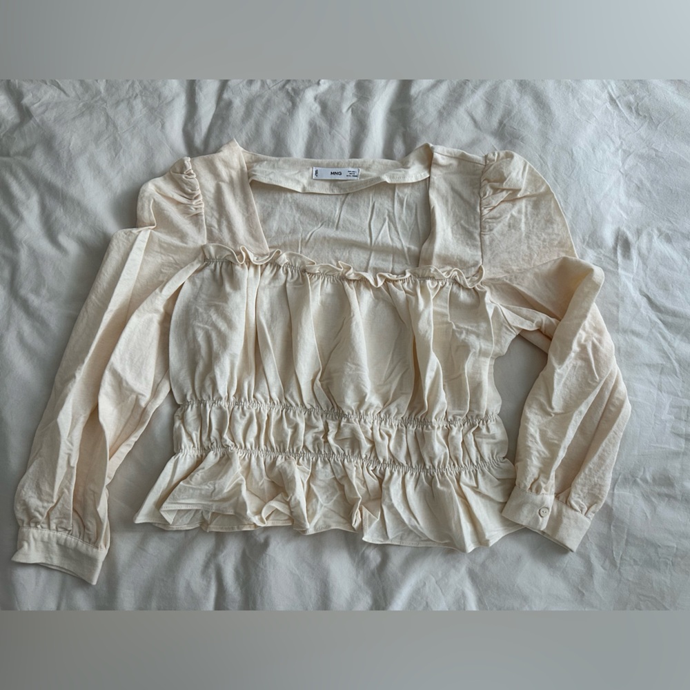 Mango Long Sleeve Ruffled Blouse